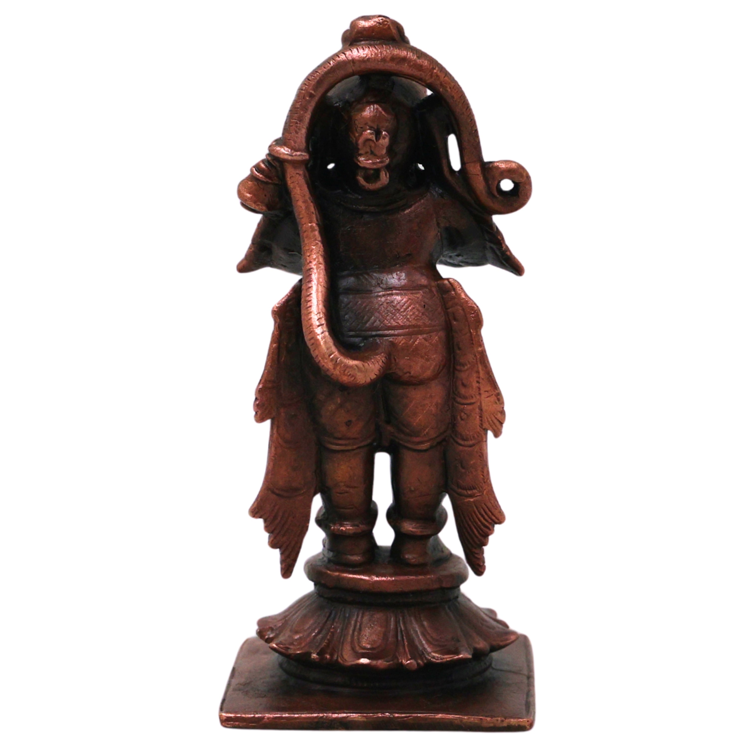 Copper Garuda Dev Idol Handcrafted Traditional Vishnu Vahana Murti for Pooja Home Décor Gifting, Brown, 3 Inch, 1 Piece