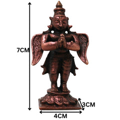 Copper Garuda Dev Idol Handcrafted Traditional Vishnu Vahana Murti for Pooja Home Décor Gifting, Brown, 3 Inch, 1 Piece