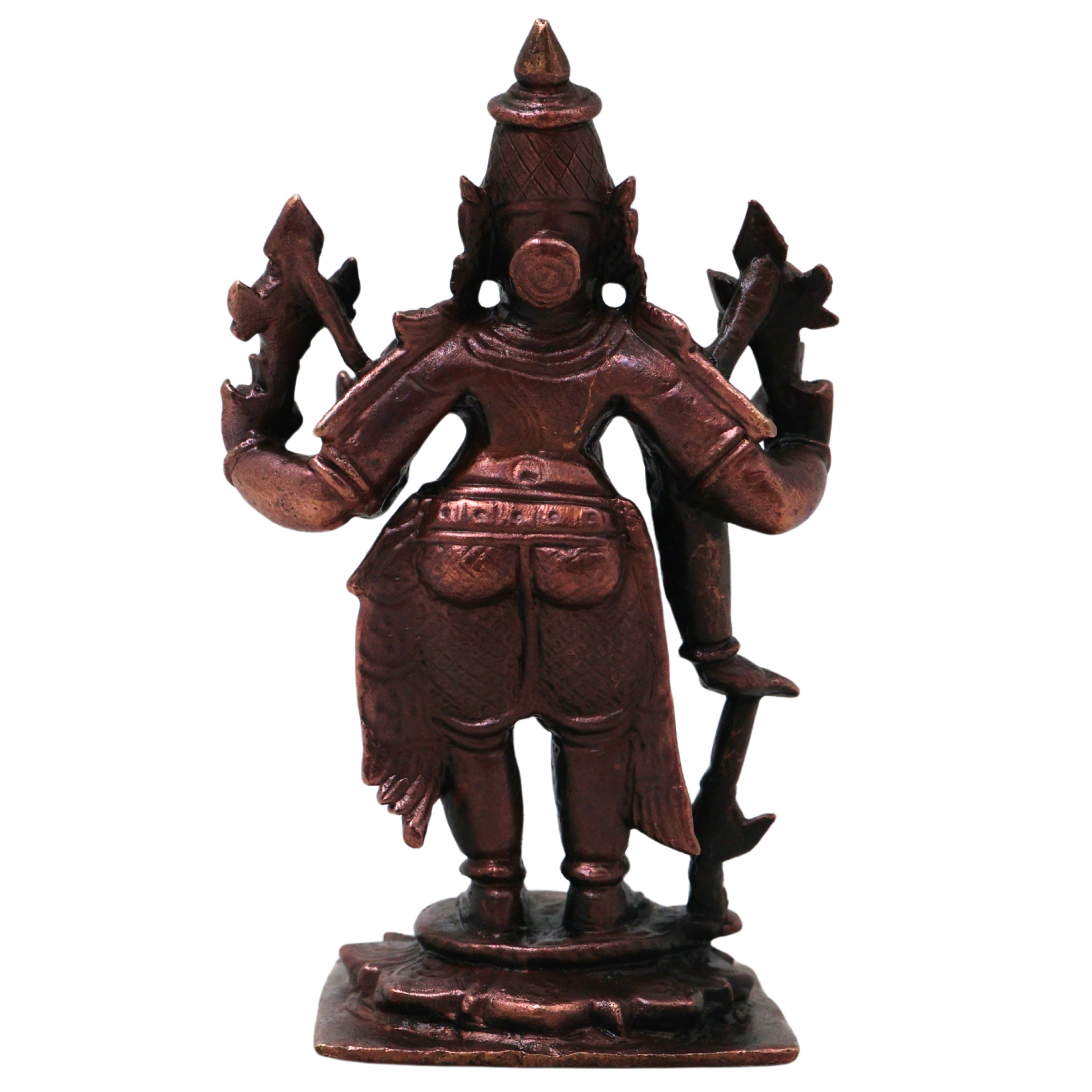 Copper Handcrafted Vishnu Murti Idol, Traditional Narayana Perumal Statue for Pooja, Home Décor & Gifting, Brown, 3 Inch, 1 Piece