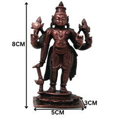 Copper Handcrafted Vishnu Murti Idol, Traditional Narayana Perumal Statue for Pooja, Home Décor & Gifting, Brown, 3 Inch, 1 Piece