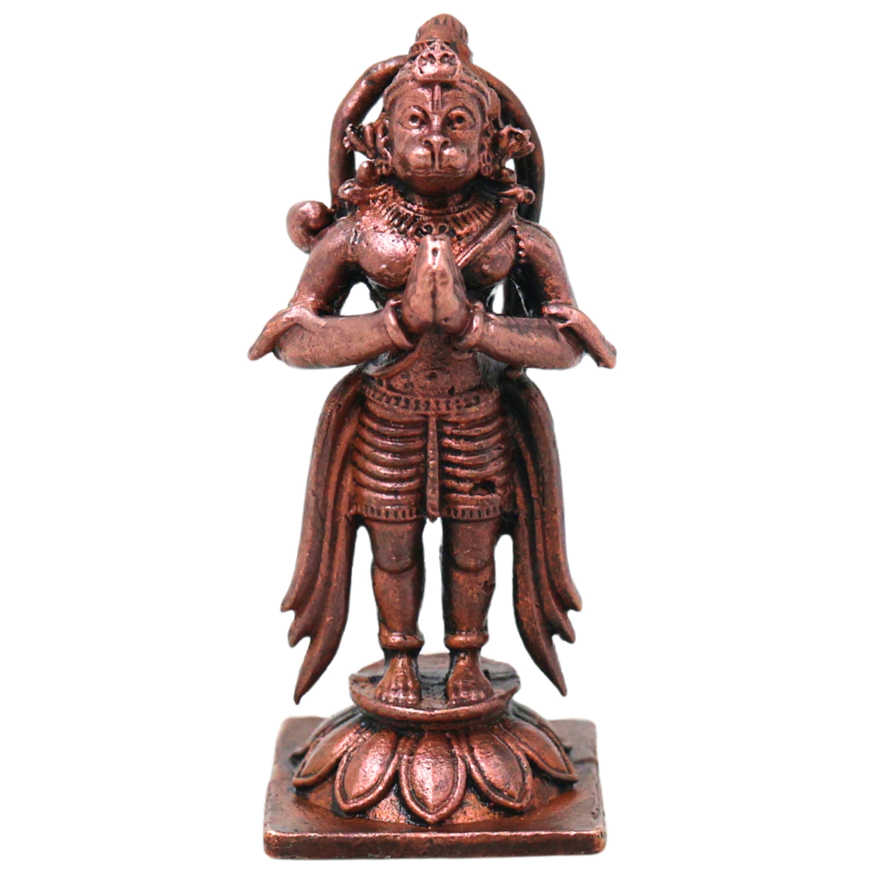 Copper Hanuman Idol Handmade Bajrangbali Murti for Pooja, Vastu Home Decor & Spiritual Gifting, Brown, 2 Inch, 1 Piece