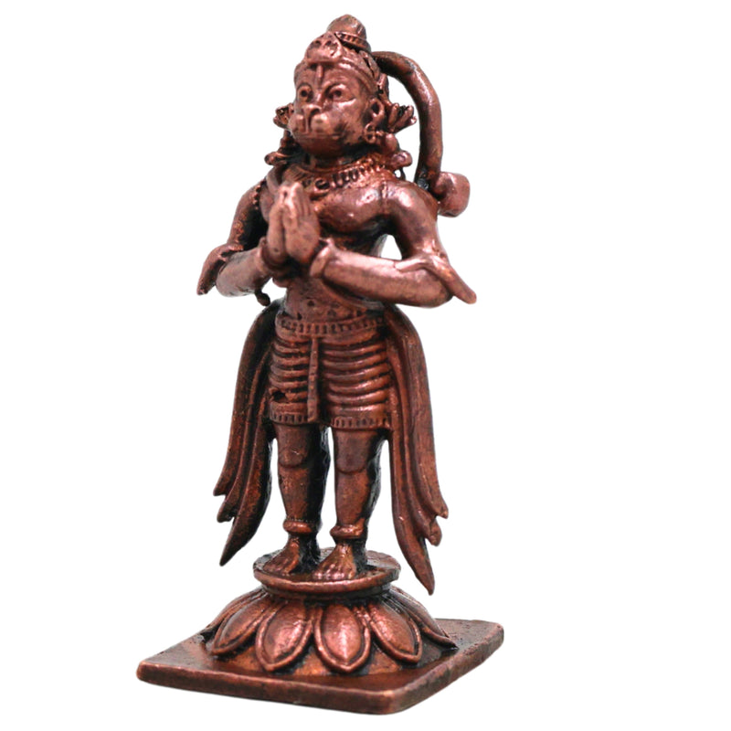 Copper Hanuman Idol Handmade Bajrangbali Murti for Pooja, Vastu Home Decor & Spiritual Gifting, Brown, 2 Inch, 1 Piece