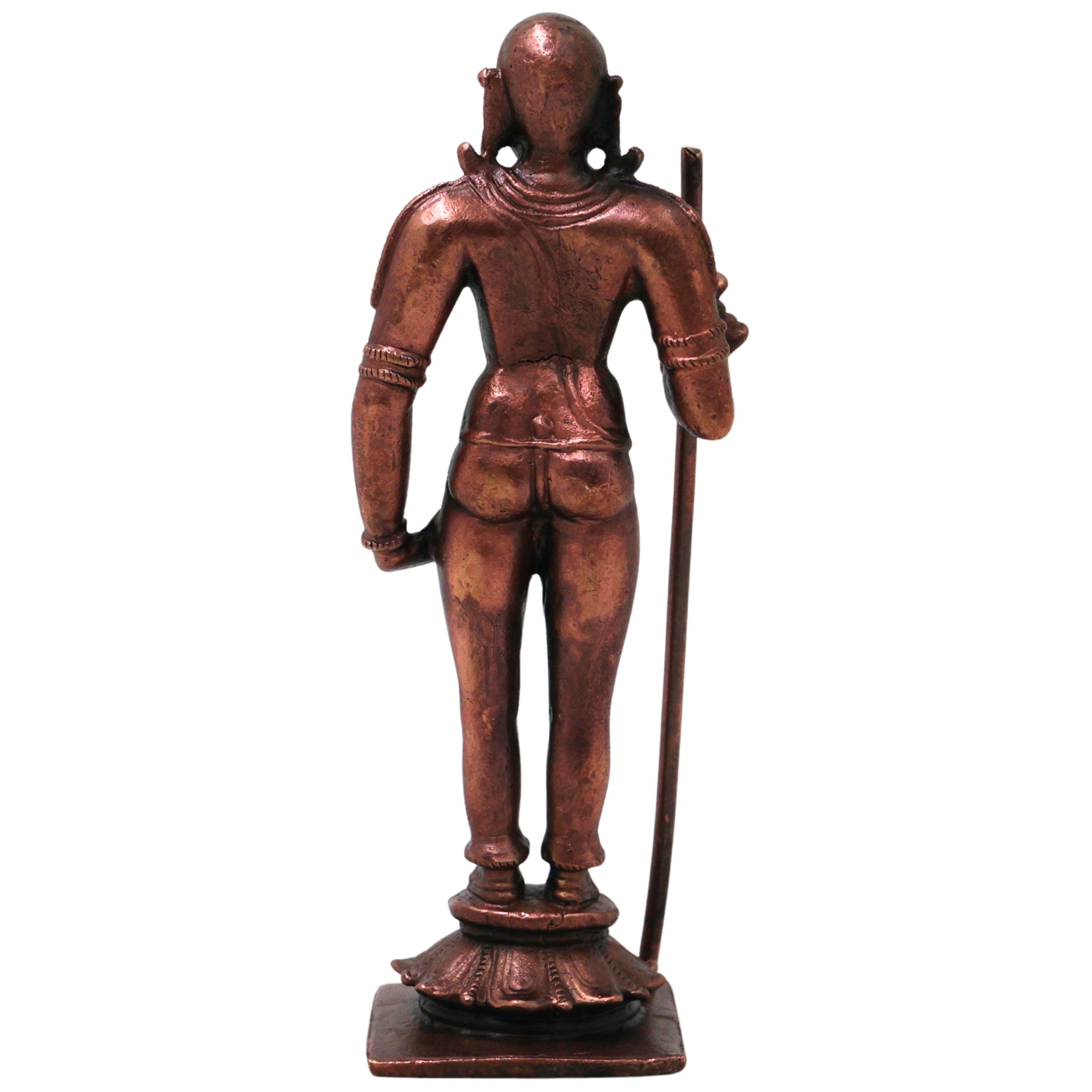 Copper Dandayuthapani Murugan Idol Handmade Traditional Palani Subramanya Statue for Pooja Decor Gift, Brown, 4.5 Inch, 1 Piece