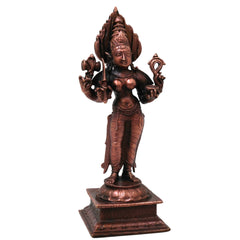 Copper Handcrafted Mariamman Idol Traditional Chola Style Mariyamma Devi Statue for Pooja & Home Decor, Brown, 5.5 Inch, 1 Piece