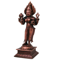 Copper Handcrafted Mariamman Idol Traditional Chola Style Mariyamma Devi Statue for Pooja & Home Decor, Brown, 5.5 Inch, 1 Piece