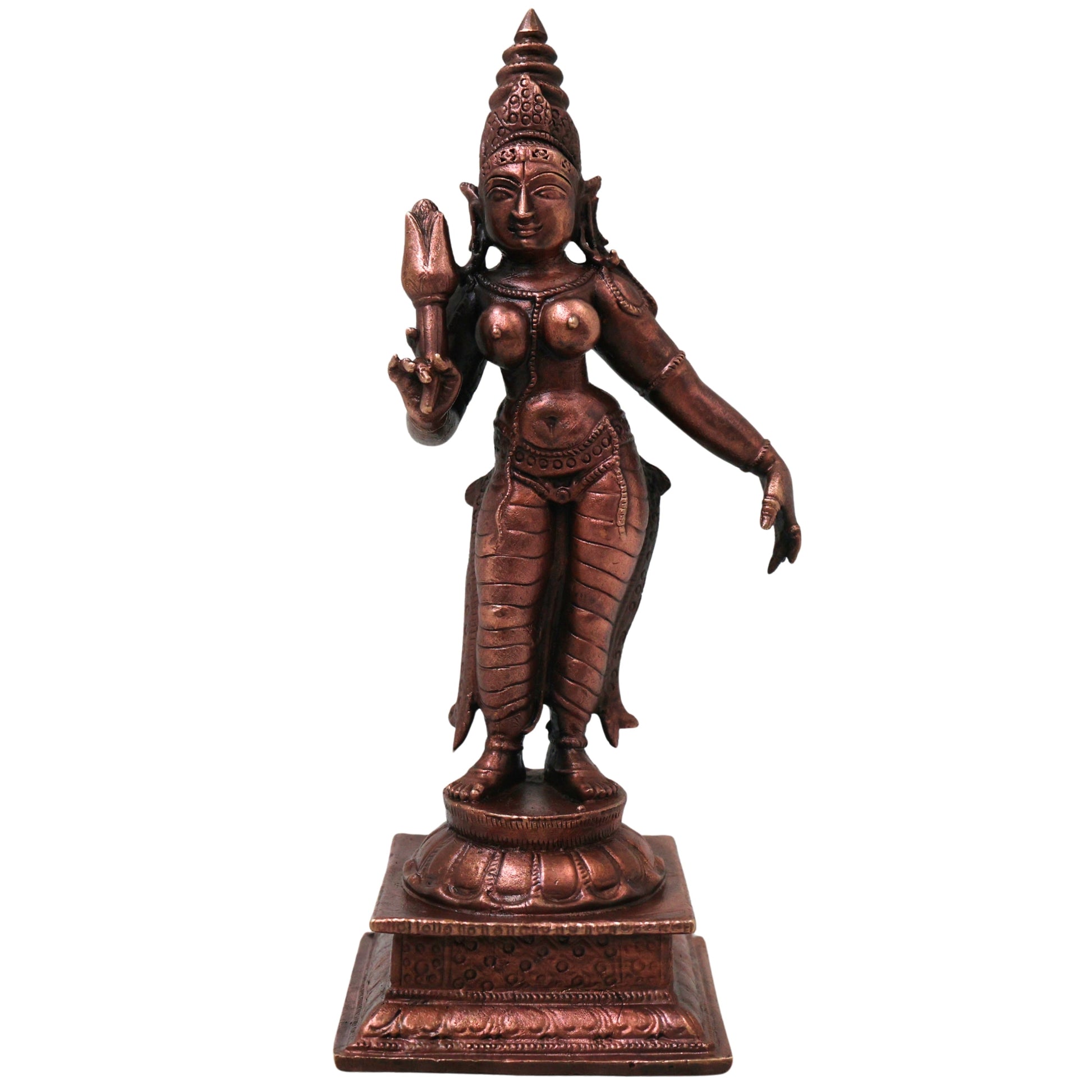 Copper Sree Devi Idol Handcrafted Traditional Mahalakshmi Murti for Pooja Home Decor & Gifting, Brown, 5.5 Inch, 1 Piece