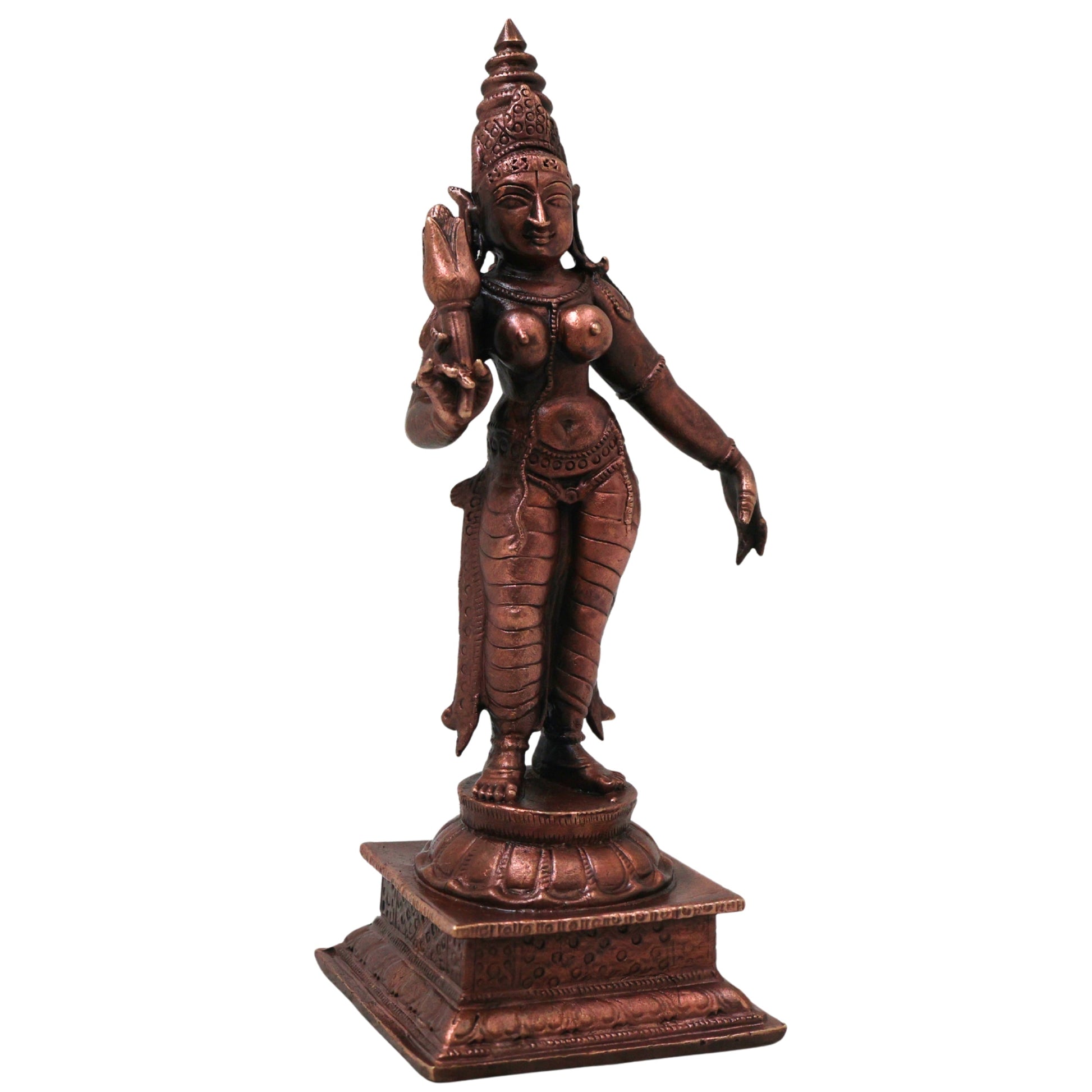 Copper Sree Devi Idol Handcrafted Traditional Mahalakshmi Murti for Pooja Home Decor & Gifting, Brown, 5.5 Inch, 1 Piece