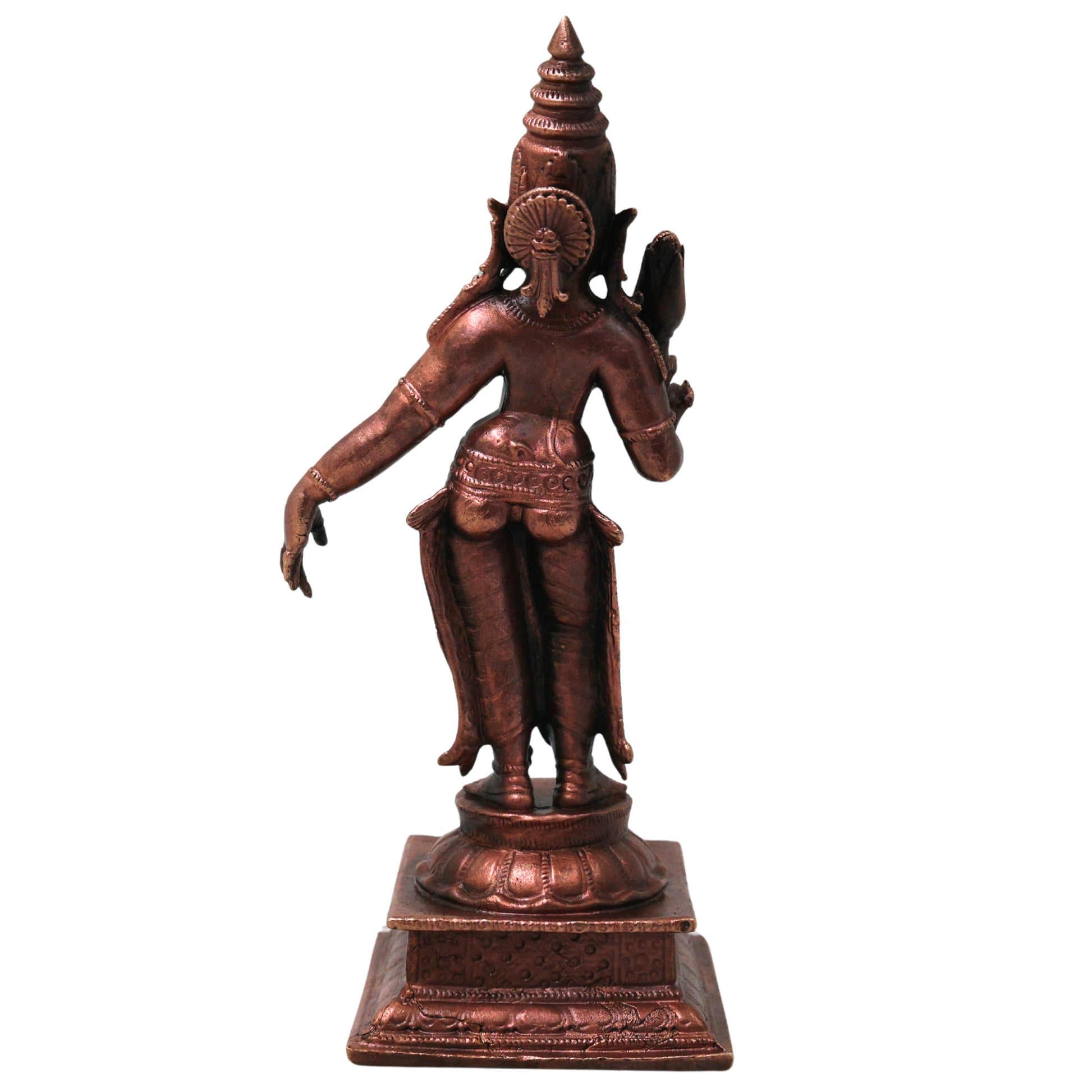 Copper Sree Devi Idol Handcrafted Traditional Mahalakshmi Murti for Pooja Home Decor & Gifting, Brown, 5.5 Inch, 1 Piece