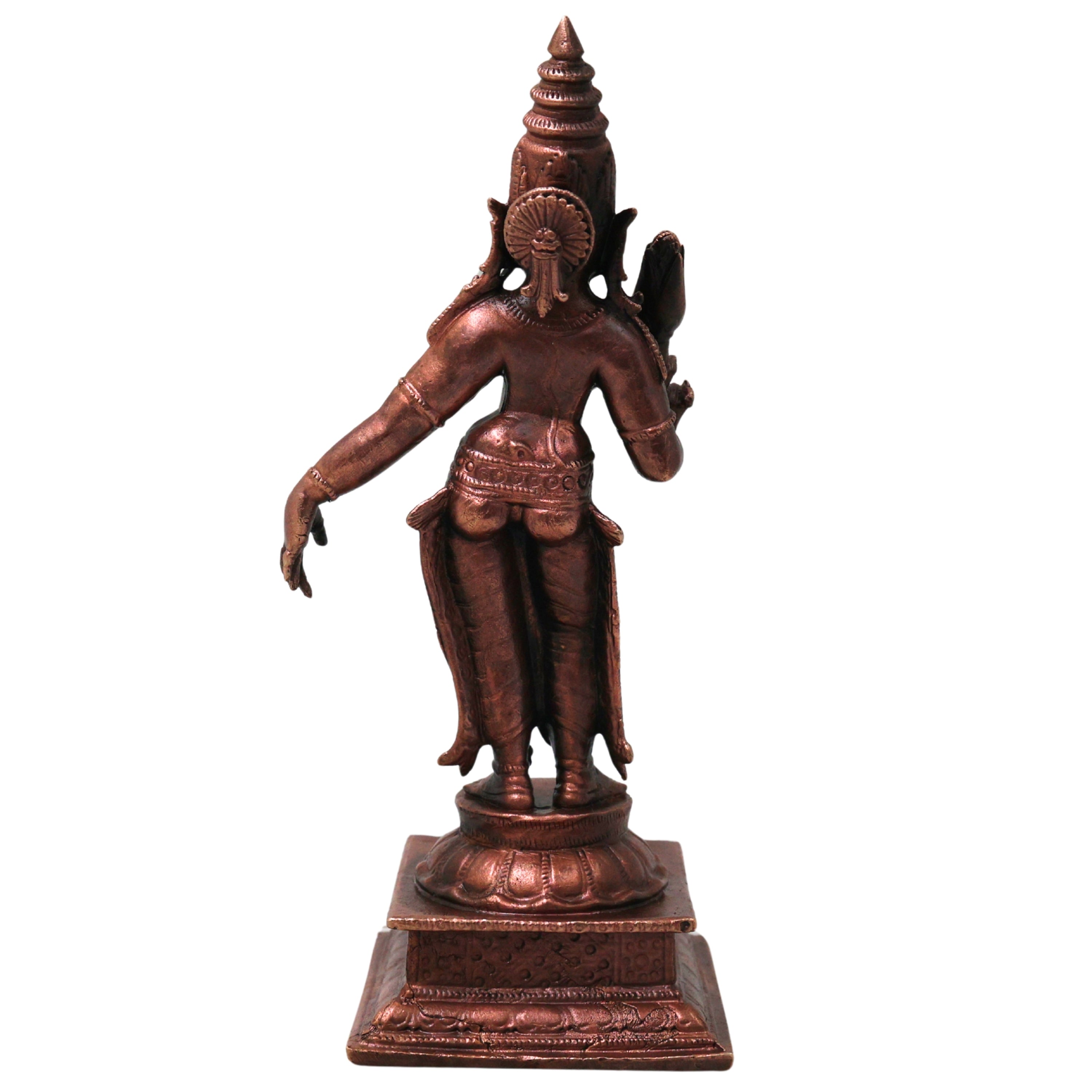 Copper Sree Devi Idol Handcrafted Traditional Mahalakshmi Murti for Pooja Home Decor & Gifting, Brown, 5.5 Inch, 1 Piece