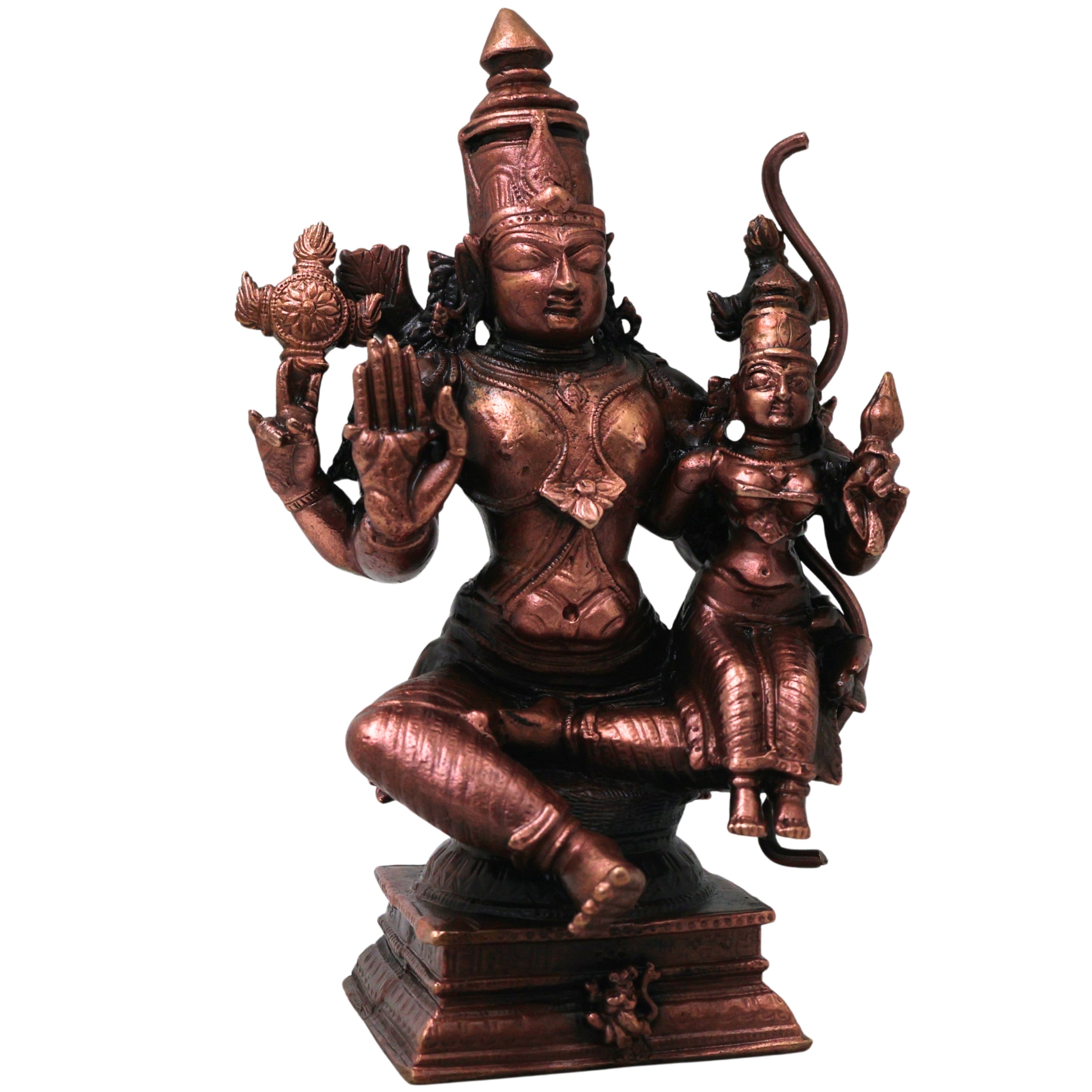 Copper Vishnu Lakshmi Idol Handcrafted Traditional Srinivasa Venkateswara Murti for Pooja Decor Gift, Brown, 5.5 Inch, 1 Piece