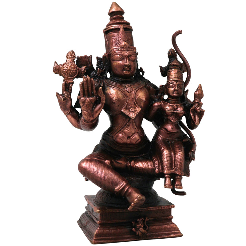 Copper Vishnu Lakshmi Idol Handcrafted Traditional Srinivasa Venkateswara Murti for Pooja Decor Gift, Brown, 5.5 Inch, 1 Piece