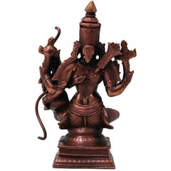 Copper Vishnu Lakshmi Idol Handcrafted Traditional Srinivasa Venkateswara Murti for Pooja Decor Gift, Brown, 5.5 Inch, 1 Piece