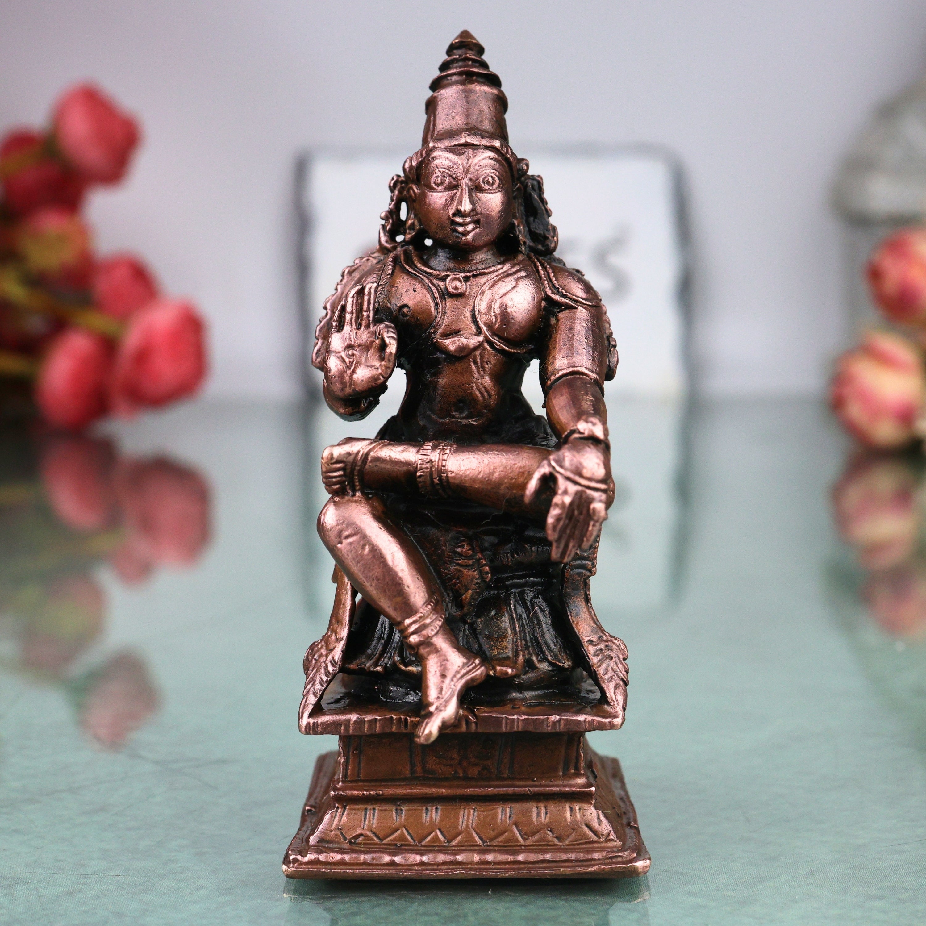 Copper Ekanta Rama Swamy Idol,  Handcrafted Traditional Kodanda Ramachandra Murti for Pooja & Gifting, Brown, 3.5 Inch, 1 Piece