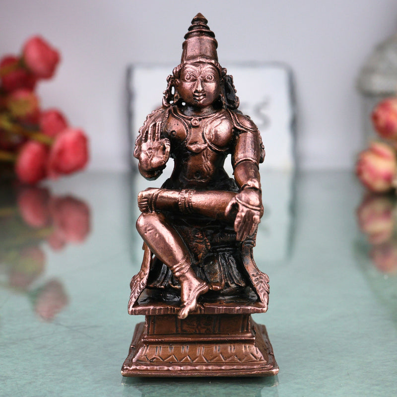 Copper Ekanta Rama Swamy Idol,  Handcrafted Traditional Kodanda Ramachandra Murti for Pooja & Gifting, Brown, 3.5 Inch, 1 Piece