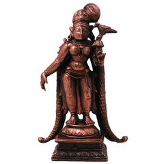 Meenakshi Copper Meenakshi Amman Idol Handcrafted Traditional Chola Devi Murti for Pooja Home Decor Gifting, Brown, 4.5 Inch, 1 Piece