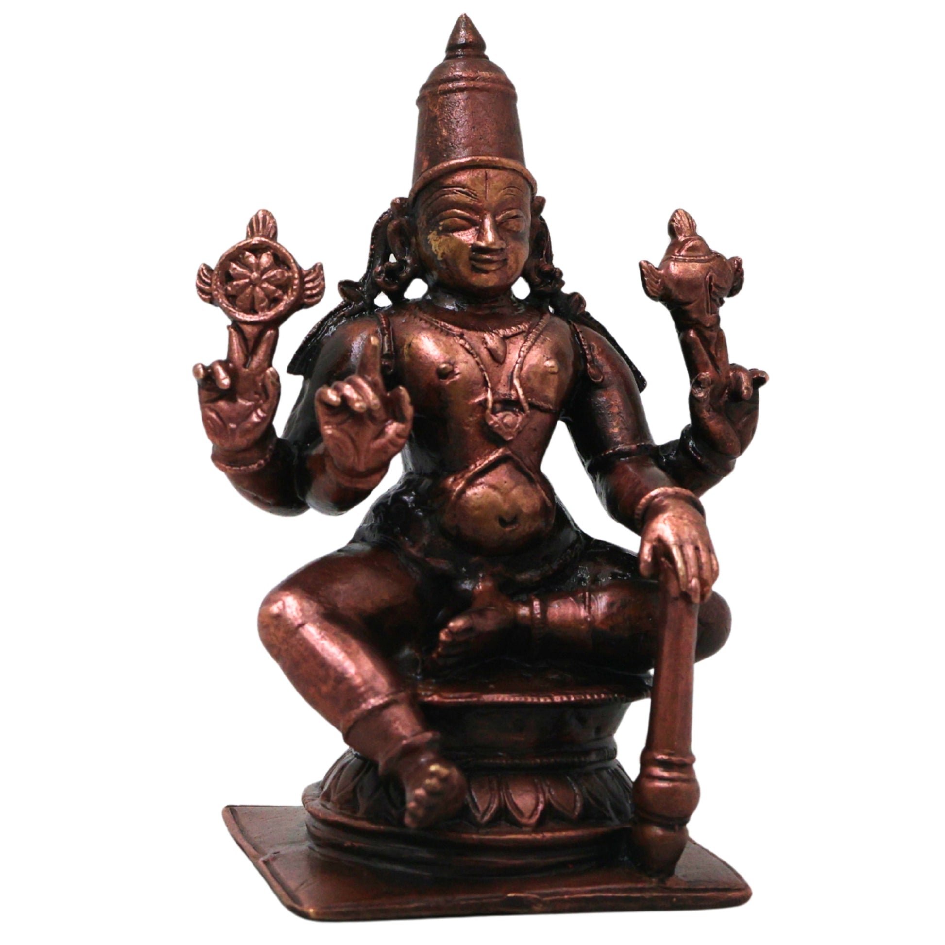 Copper Lord Vishnu Handcrafted  Narayana Idol for Pooja, Home Decor, Spiritual Gifting Traditional Style, Brown, 3 Inch, 1 Piece