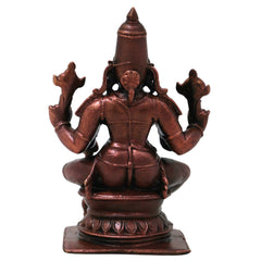 Copper Lord Vishnu Handcrafted  Narayana Idol for Pooja, Home Decor, Spiritual Gifting Traditional Style, Brown, 3 Inch, 1 Piece