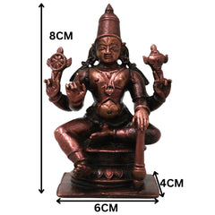 Copper Lord Vishnu Handcrafted  Narayana Idol for Pooja, Home Decor, Spiritual Gifting Traditional Style, Brown, 3 Inch, 1 Piece