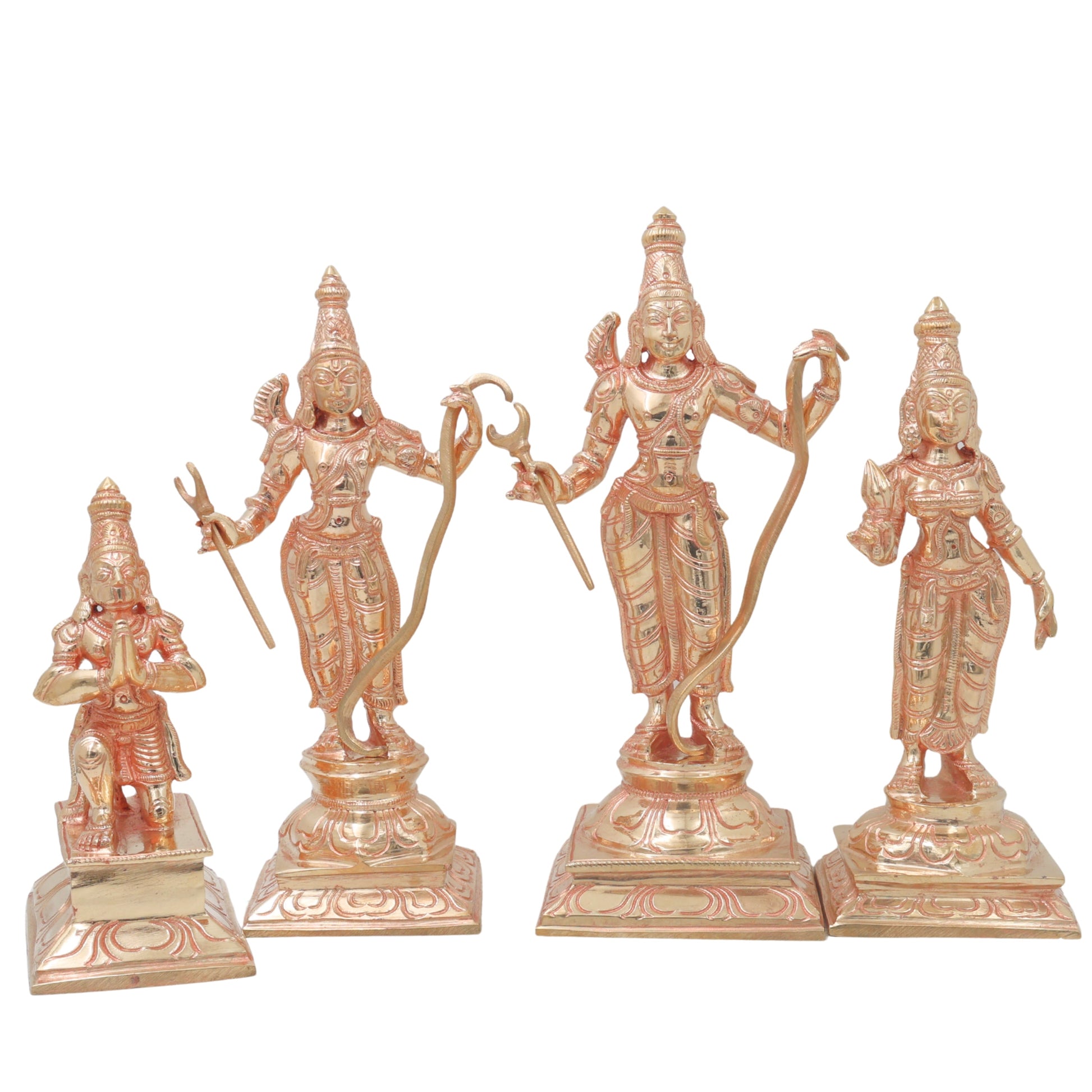 Bronze Ram Darbar Idol with Sita Lakshman Hanuman, Handcrafted Traditional Pooja Home Decor Gift Statue, Gold, 9.5 Inch, 1 Piece