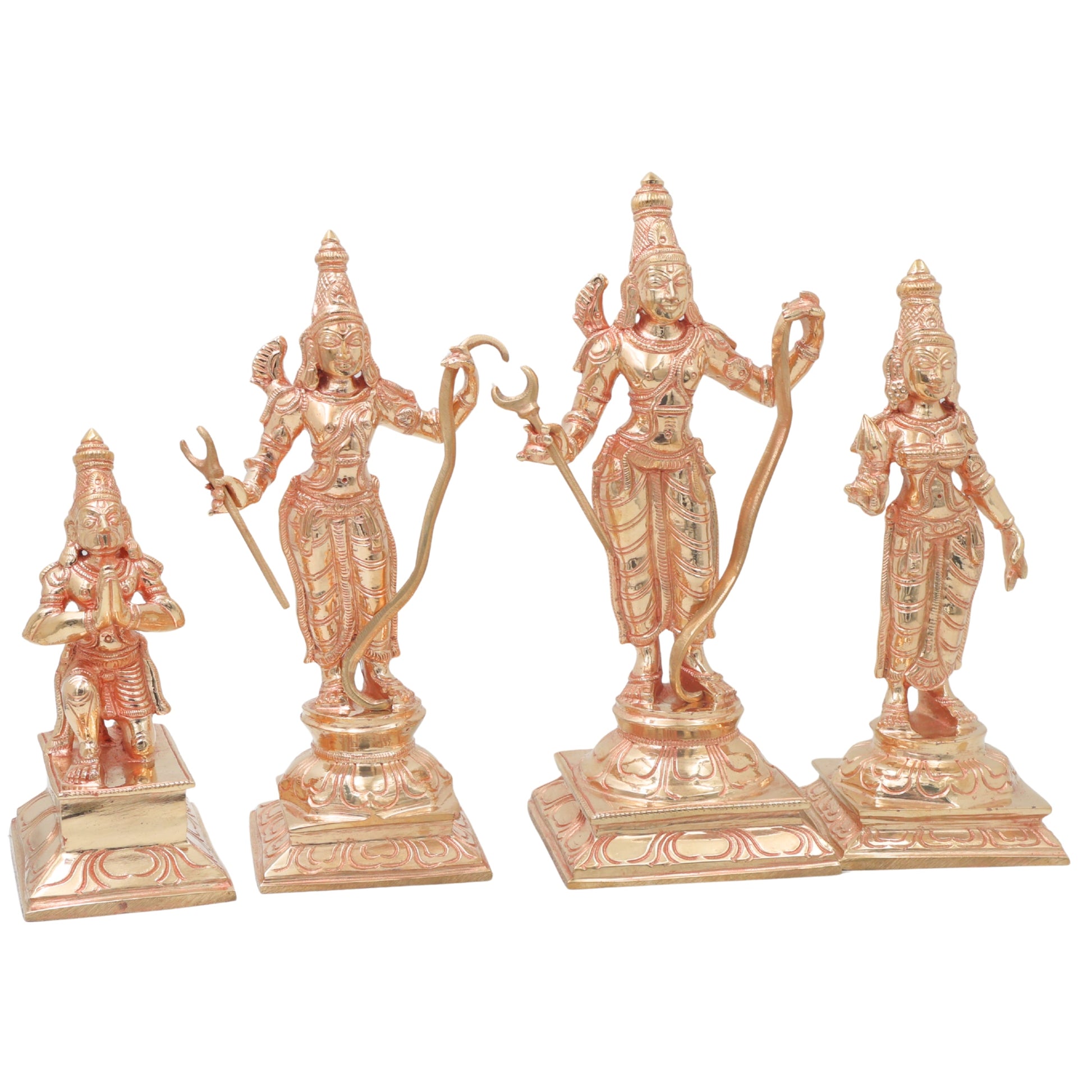 Bronze Ram Darbar Idol with Sita Lakshman Hanuman, Handcrafted Traditional Pooja Home Decor Gift Statue, Gold, 9.5 Inch, 1 Piece