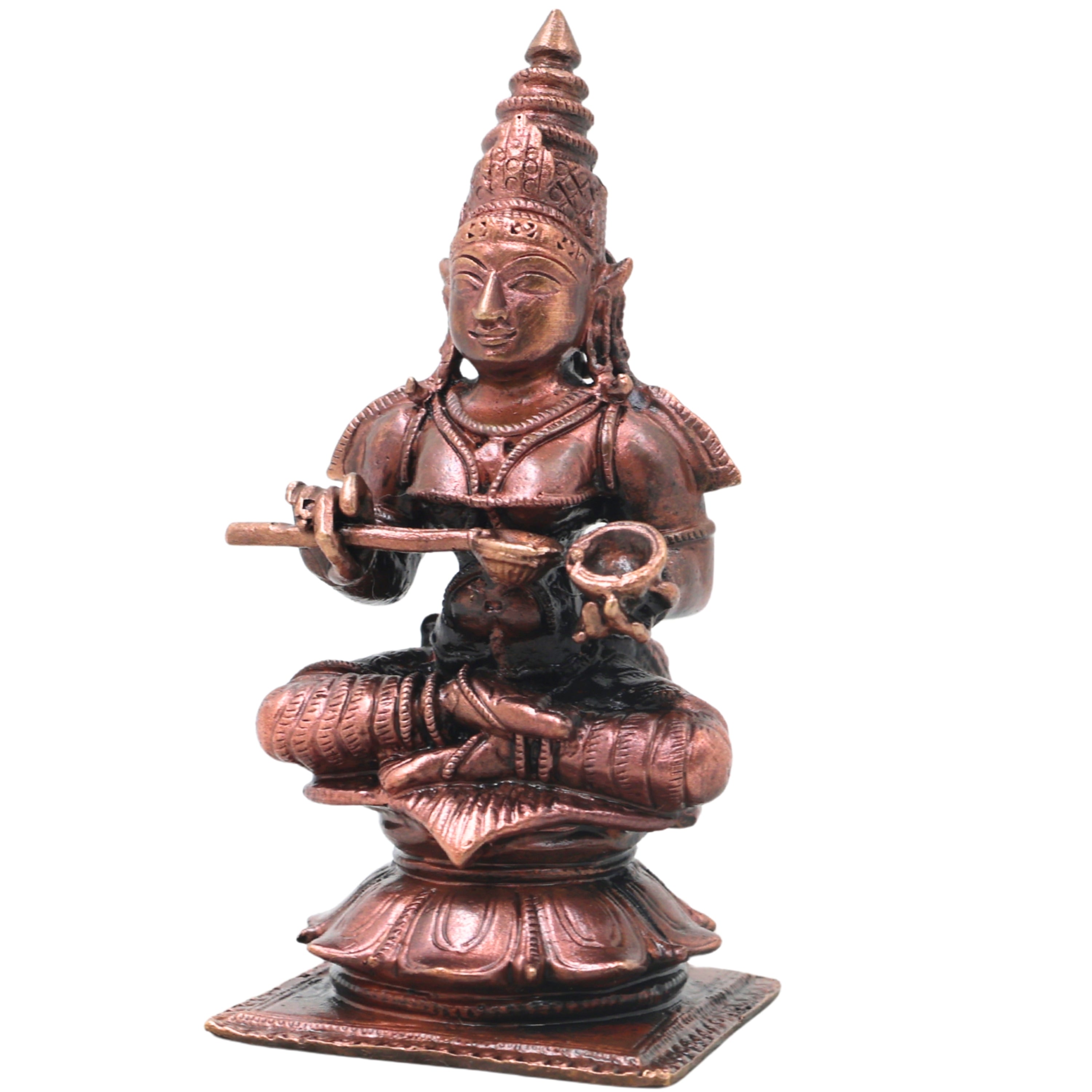 Copper Annapurna Devi Idol Handmade Traditional Murti for Pooja Home Temple Decor Housewarming Gift, Brown, 3.5 Inch, 1 Piece