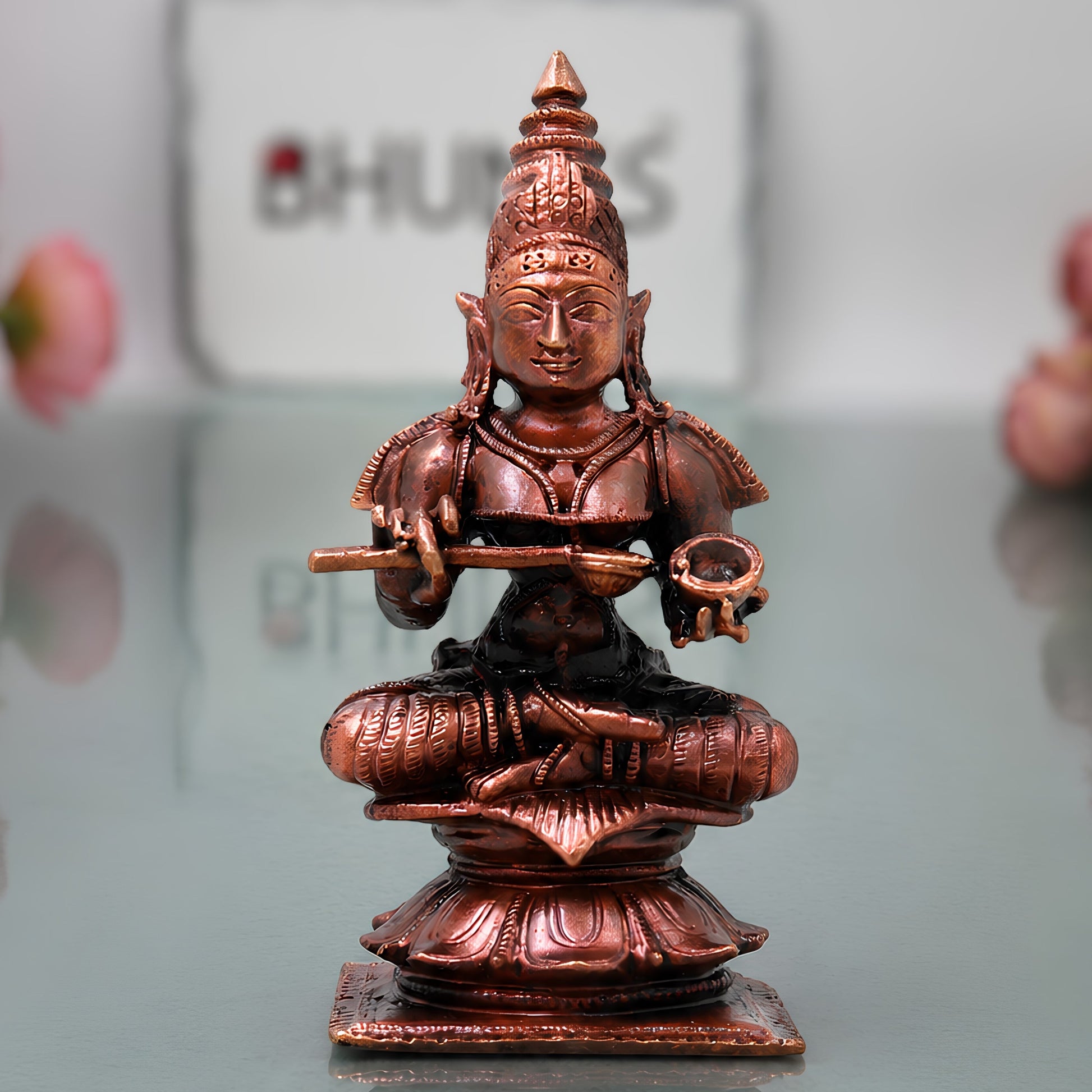 Copper Annapurna Devi Idol Handmade Traditional Murti for Pooja Home Temple Decor Housewarming Gift, Brown, 3.5 Inch, 1 Piece