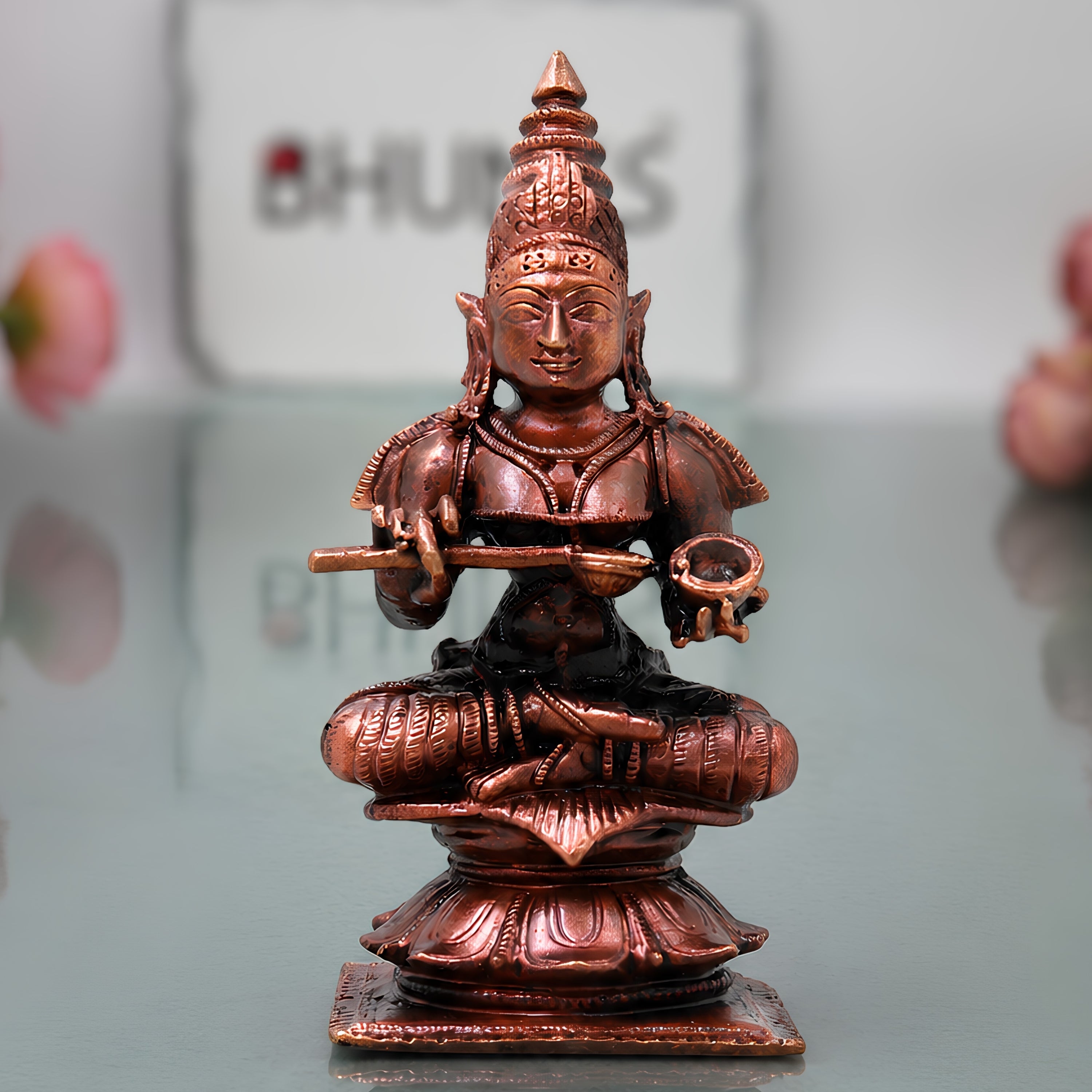 Copper Annapurna Devi Idol Handmade Traditional Murti for Pooja Home Temple Decor Housewarming Gift, Brown, 3.5 Inch, 1 Piece