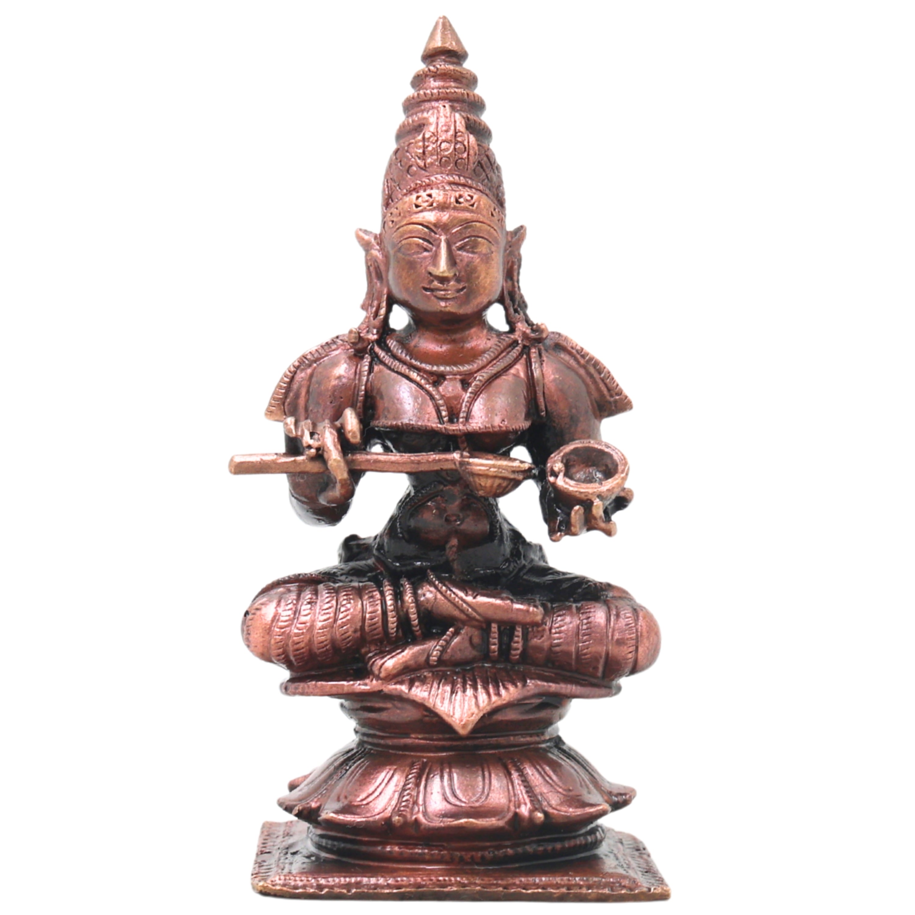 Copper Annapurna Devi Idol Handmade Traditional Murti for Pooja Home Temple Decor Housewarming Gift, Brown, 3.5 Inch, 1 Piece