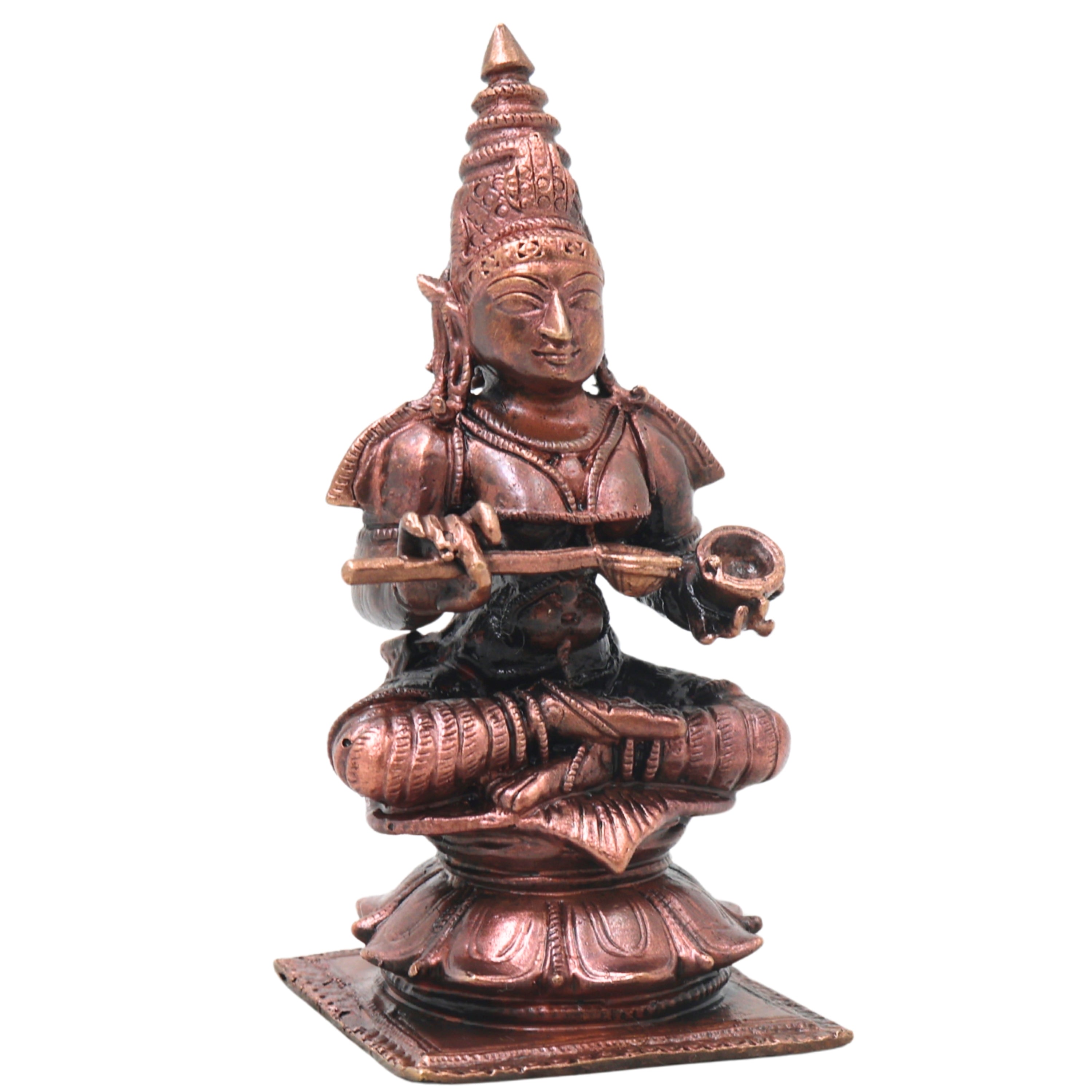 Copper Annapurna Devi Idol Handmade Traditional Murti for Pooja Home Temple Decor Housewarming Gift, Brown, 3.5 Inch, 1 Piece