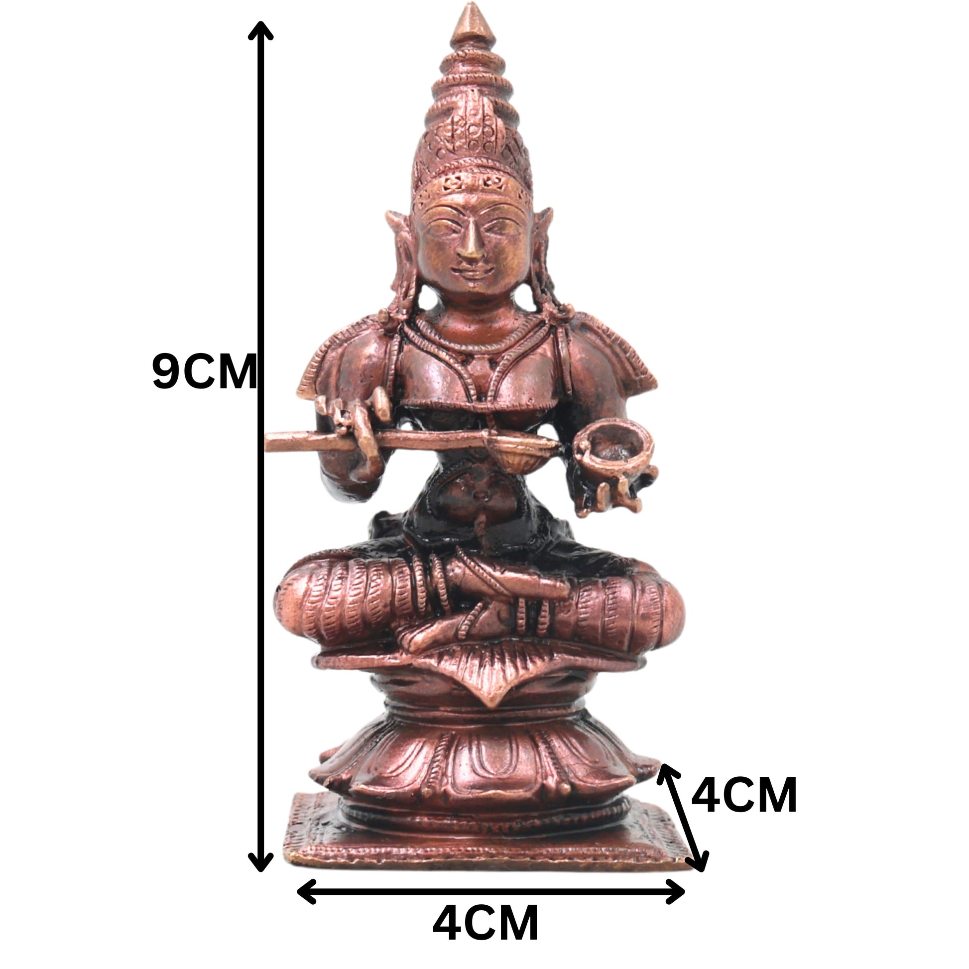 Copper Annapurna Devi Idol Handmade Traditional Murti for Pooja Home Temple Decor Housewarming Gift, Brown, 3.5 Inch, 1 Piece