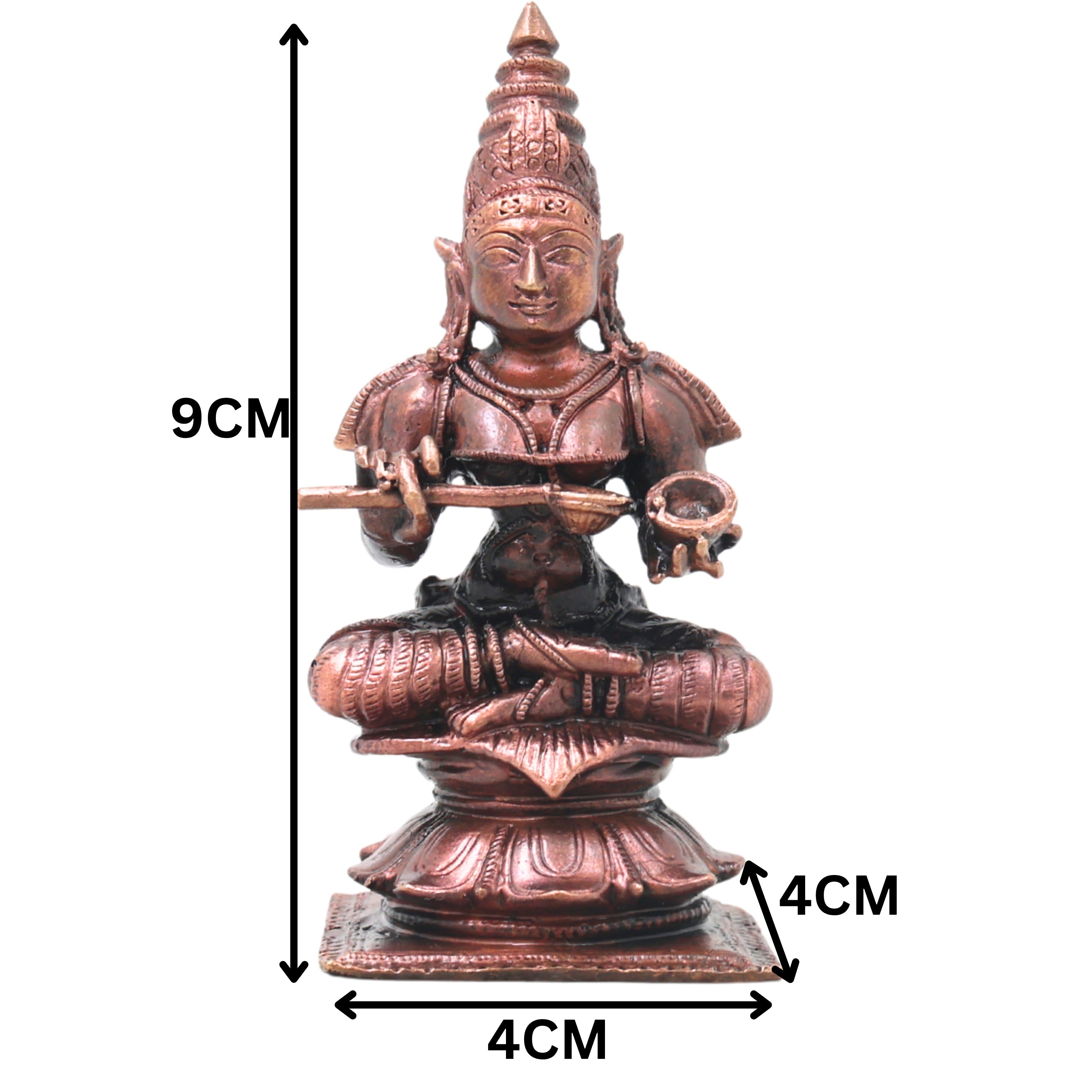 Copper Annapurna Devi Idol Handmade Traditional Murti for Pooja Home Temple Decor Housewarming Gift, Brown, 3.5 Inch, 1 Piece