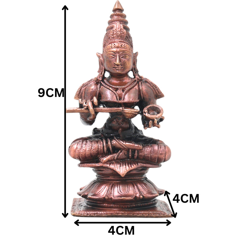 Copper Annapurna Devi Idol Handmade Traditional Murti for Pooja Home Temple Decor Housewarming Gift, Brown, 3.5 Inch, 1 Piece