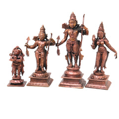 Copper Ramdarbar Idol with Sita Ram Lakshman Hanuman for Pooja, Handcrafted Vastu & Home Decor, Brown, 6 Inch, 1 Piece