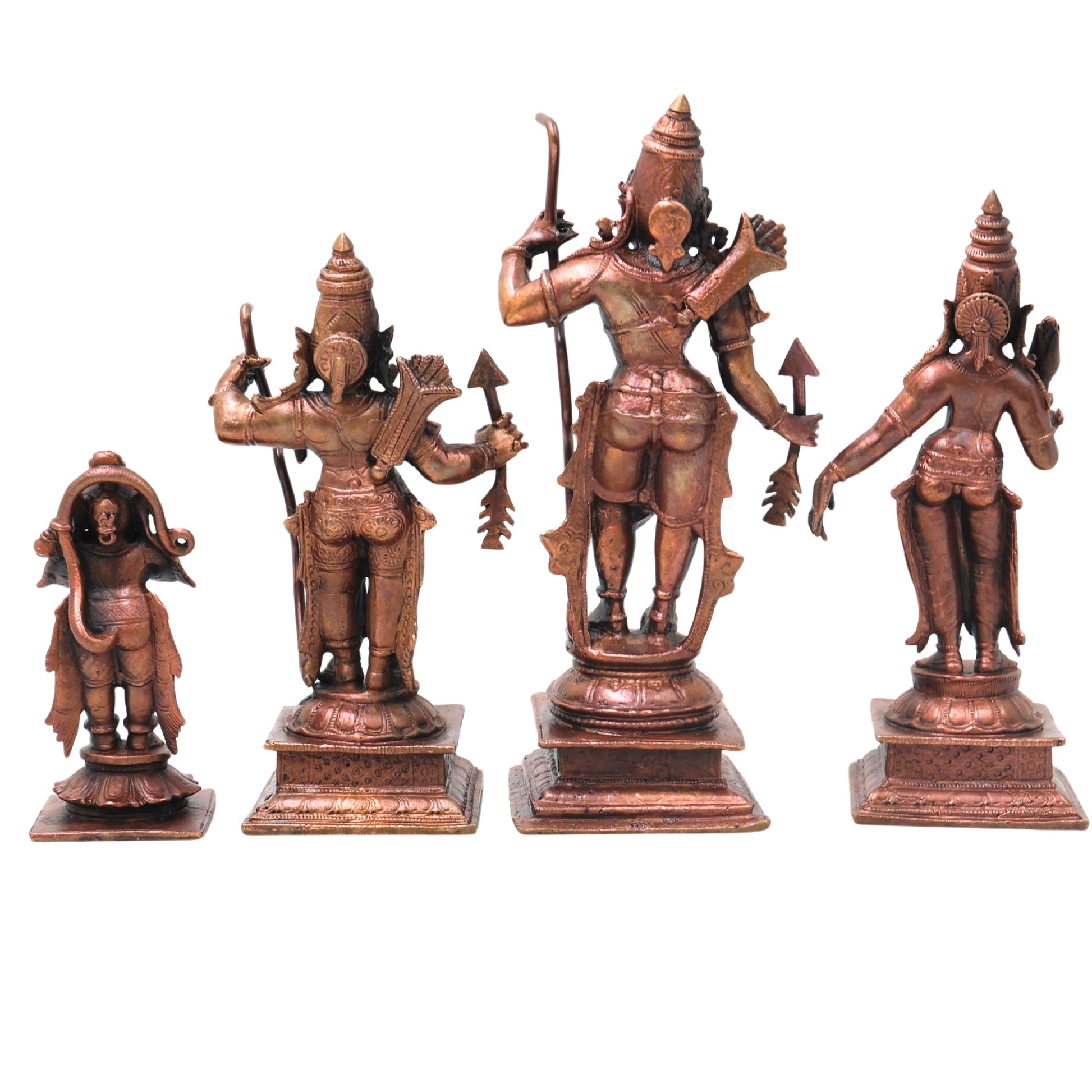 Copper Ramdarbar Idol with Sita Ram Lakshman Hanuman for Pooja, Handcrafted Vastu & Home Decor, Brown, 6 Inch, 1 Piece