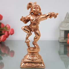 Bronze Krishna Idol Balakrishna Murti Handmade Chola Art Statue for Pooja Home Decor Gifting, Gold, 5 Inch, 1 Piece