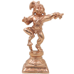 Bronze Krishna Idol Balakrishna Murti Handmade Chola Art Statue for Pooja Home Decor Gifting, Gold, 5 Inch, 1 Piece