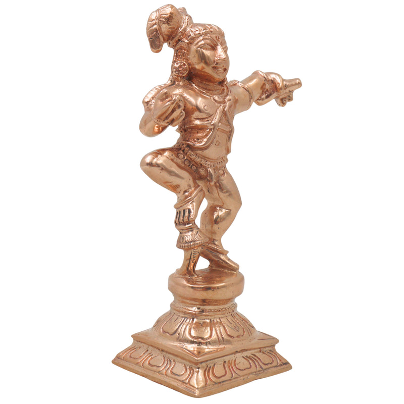 Bronze Krishna Idol Balakrishna Murti Handmade Chola Art Statue for Pooja Home Decor Gifting, Gold, 5 Inch, 1 Piece