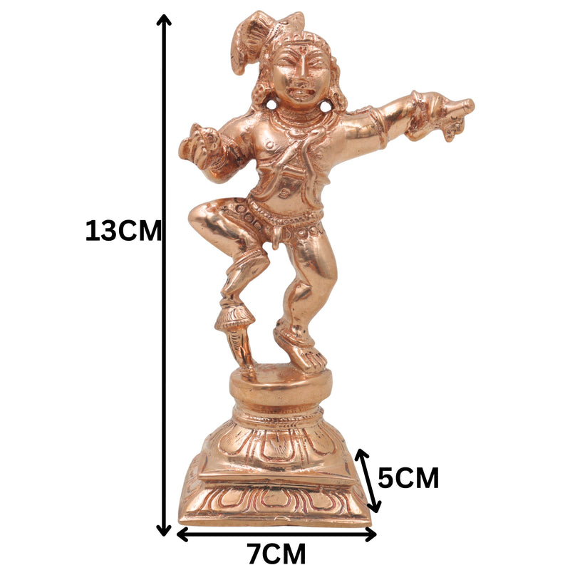 Bronze Krishna Idol Balakrishna Murti Handmade Chola Art Statue for Pooja Home Decor Gifting, Gold, 5 Inch, 1 Piece