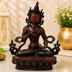 Brass Vajrasattva Idol for Pooja, Handcrafted Tibetan Buddhist Statue for Home Decor & Spiritual Gifting, Brown, 9 Inch, 1 Piece