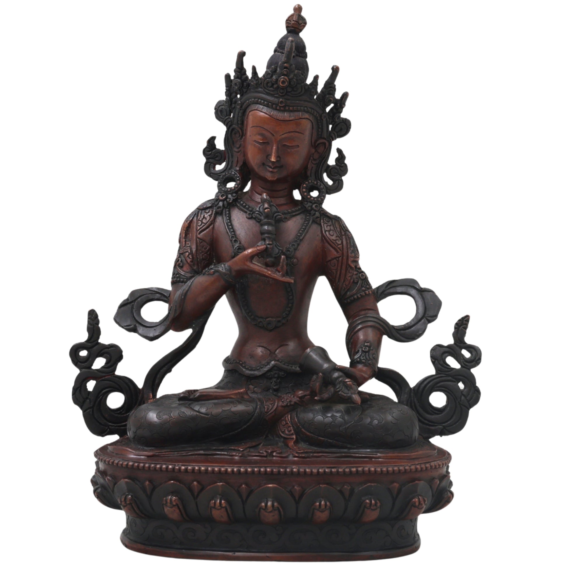 Brass Vajrasattva Idol for Pooja, Handcrafted Tibetan Buddhist Statue for Home Decor & Spiritual Gifting, Brown, 9 Inch, 1 Piece