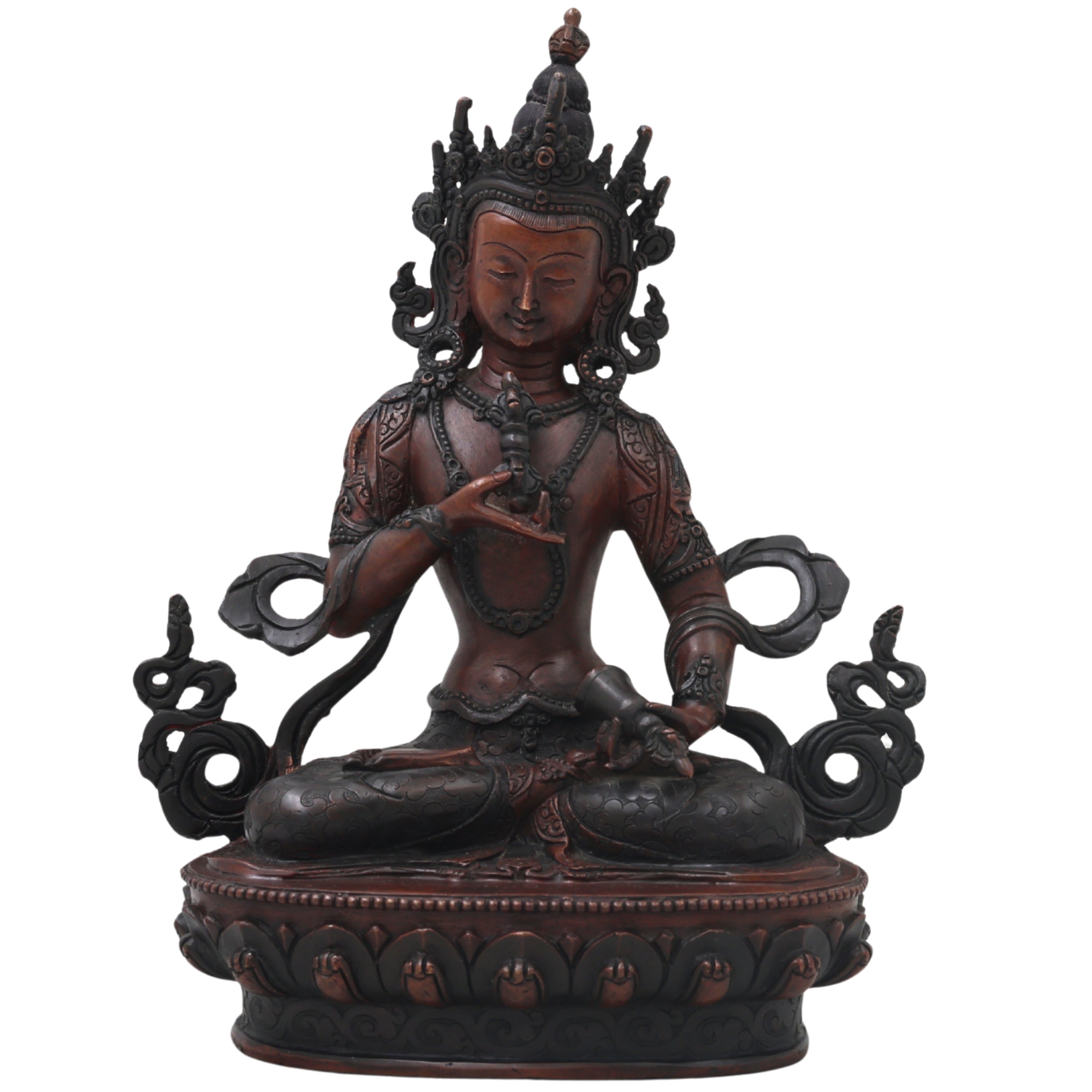 Brass Vajrasattva Idol for Pooja, Handcrafted Tibetan Buddhist Statue for Home Decor & Spiritual Gifting, Brown, 9 Inch, 1 Piece