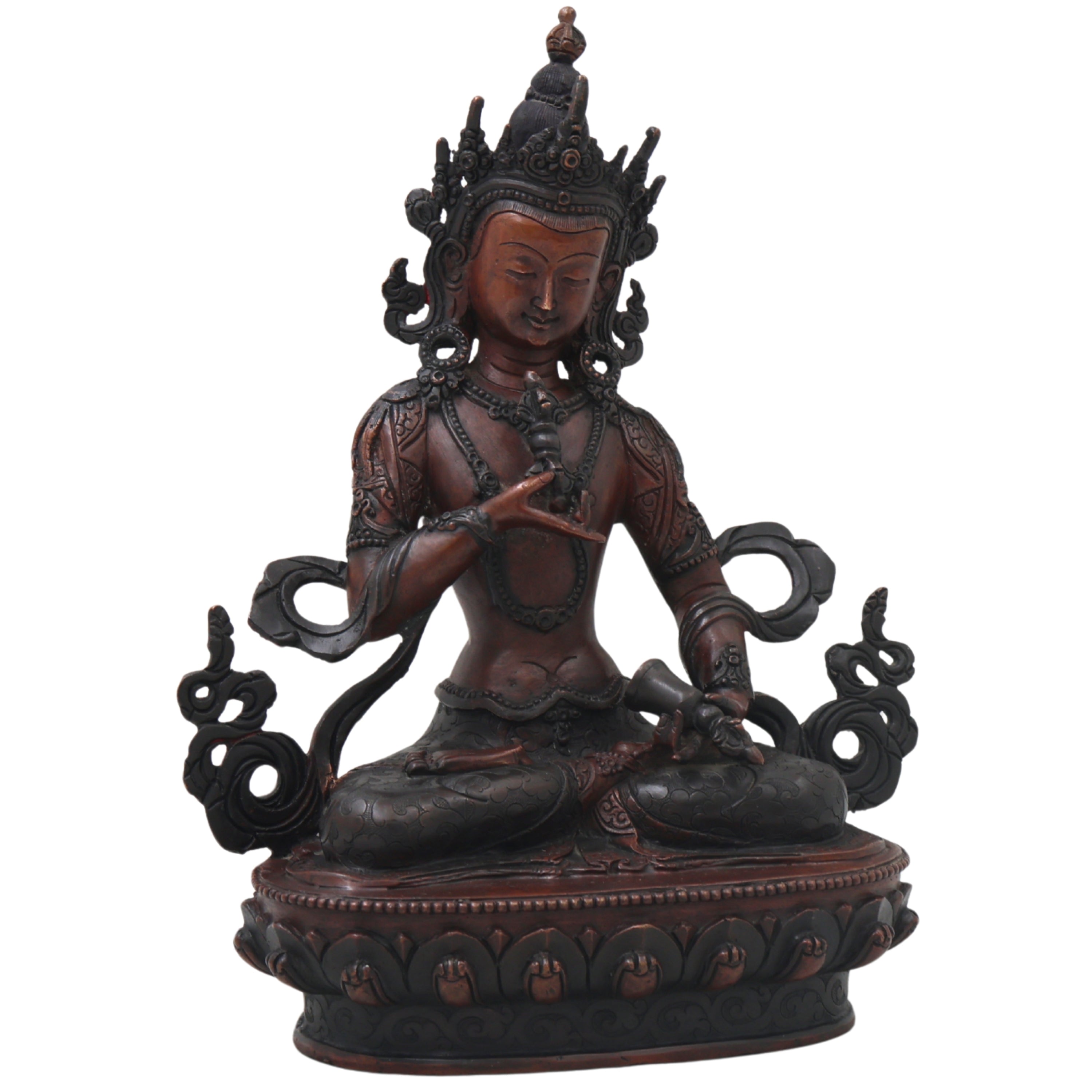 Brass Vajrasattva Idol for Pooja, Handcrafted Tibetan Buddhist Statue for Home Decor & Spiritual Gifting, Brown, 9 Inch, 1 Piece