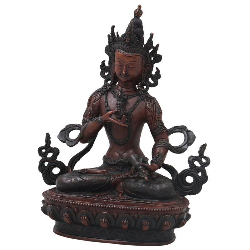 Brass Vajrasattva Idol for Pooja, Handcrafted Tibetan Buddhist Statue for Home Decor & Spiritual Gifting, Brown, 9 Inch, 1 Piece
