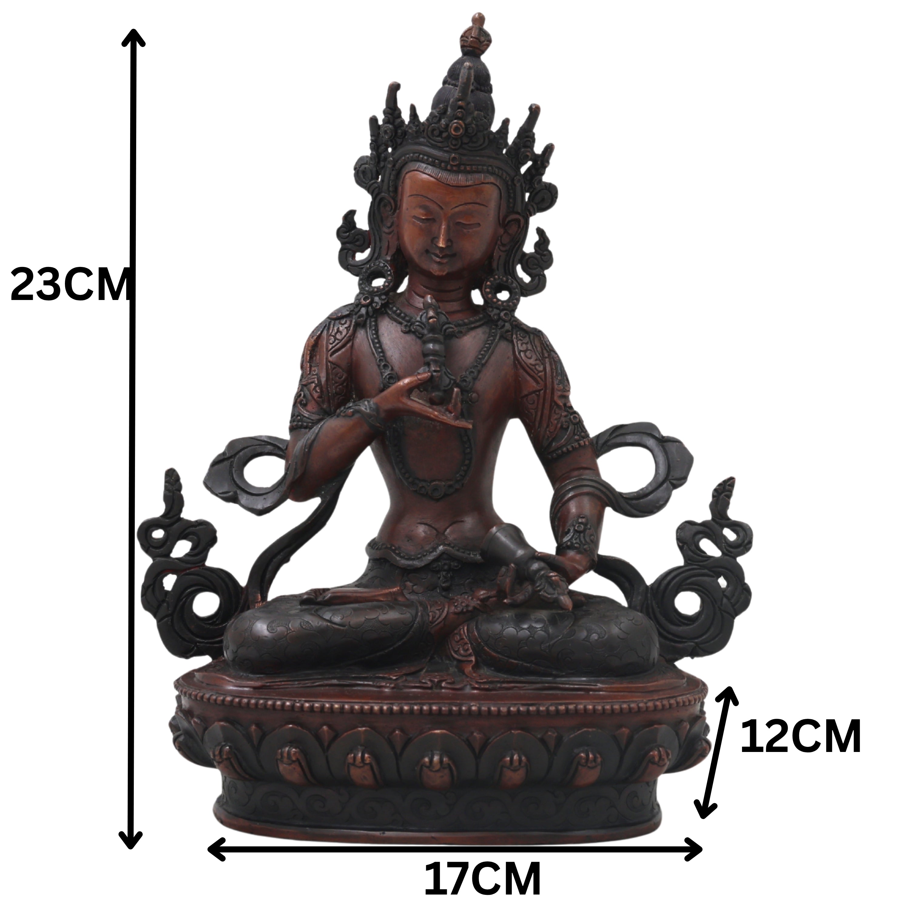 Brass Vajrasattva Idol for Pooja, Handcrafted Tibetan Buddhist Statue for Home Decor & Spiritual Gifting, Brown, 9 Inch, 1 Piece