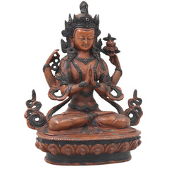 Brass Avalokiteshvara Idol Padmapani Lokeshvara Handcrafted Traditional Buddhist Pooja Home Decor Gift, Brown, 8.5 Inch, 1 Piece