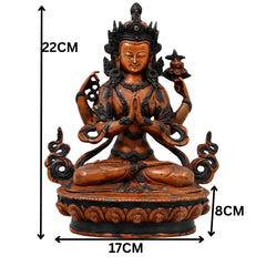 Brass Avalokiteshvara Idol Padmapani Lokeshvara Handcrafted Traditional Buddhist Pooja Home Decor Gift, Brown, 8.5 Inch, 1 Piece