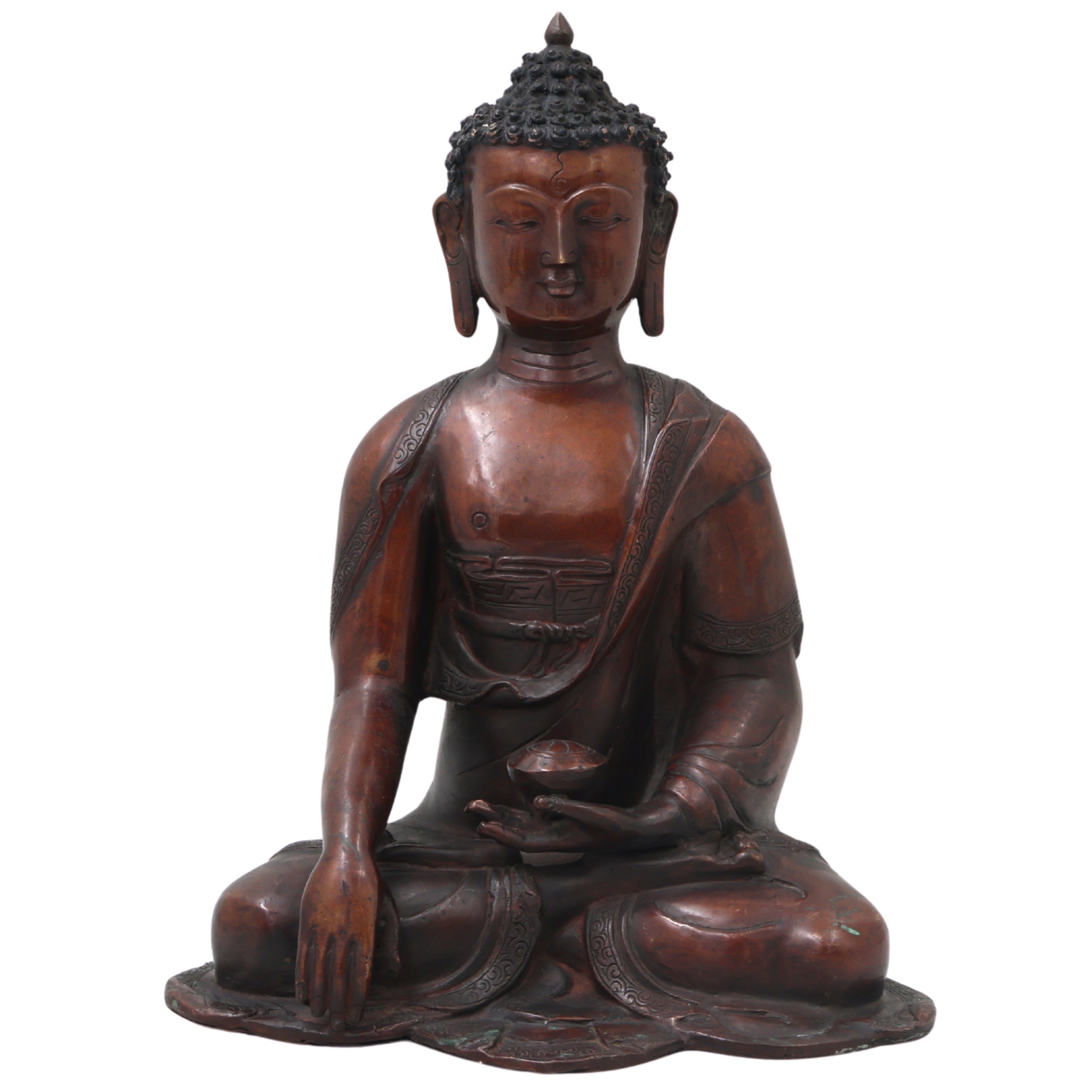 Brass Gautama Buddha Idol Handcrafted Traditional Buddha Murti for Pooja Home Decor Spiritual Gifting, Brown, 11.5 Inch, 1 Piece