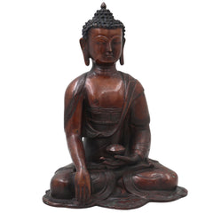 Brass Gautama Buddha Idol Handcrafted Traditional Buddha Murti for Pooja Home Decor Spiritual Gifting, Brown, 11.5 Inch, 1 Piece