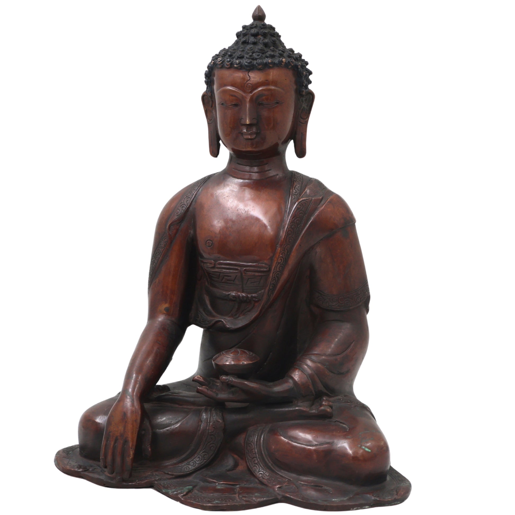 Brass Gautama Buddha Idol Handcrafted Traditional Buddha Murti for Pooja Home Decor Spiritual Gifting, Brown, 11.5 Inch, 1 Piece