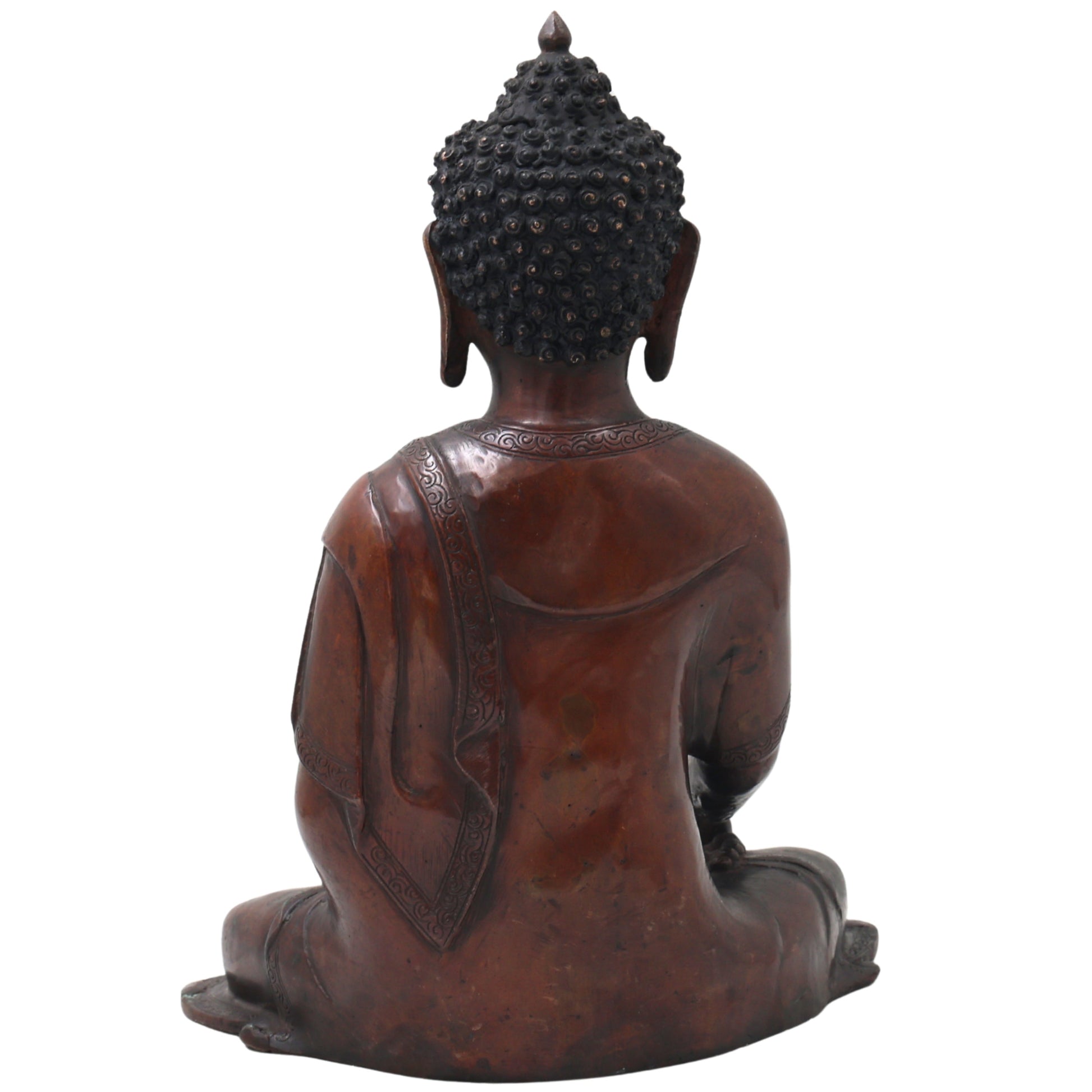 Brass Gautama Buddha Idol Handcrafted Traditional Buddha Murti for Pooja Home Decor Spiritual Gifting, Brown, 11.5 Inch, 1 Piece